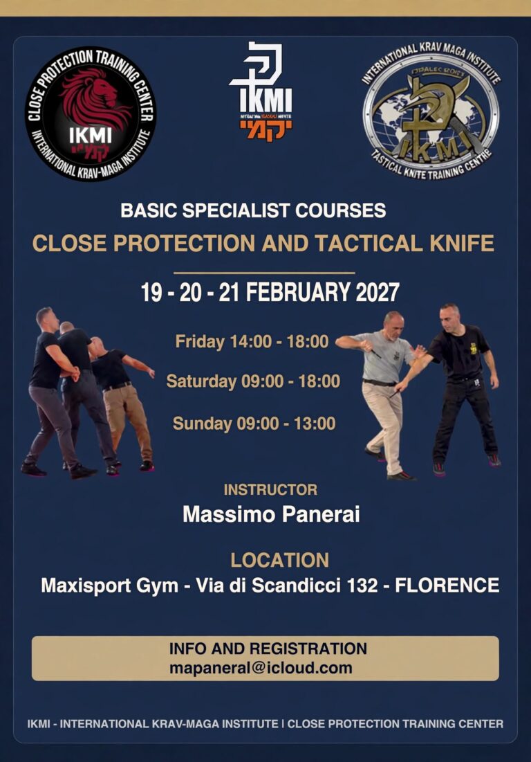 19–21 February 2027 – 2 Basic Specialist Courses in Close Protection and Tactical Knife Techniques - Florence