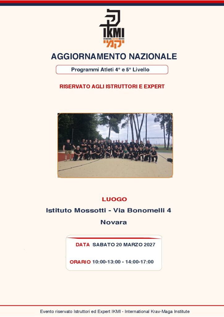 20 Marzo 2027 - Aggiornamento Istruttori sui Programmi Atleti - Novara